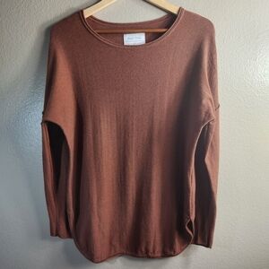 Part Two Womens |L| Cotton Cashmere Rust Brown LS Lightweight Pullover Sweater